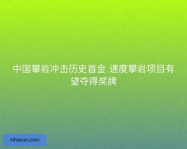 中国攀岩冲击历史首金 速度攀岩项目有望夺得奖牌